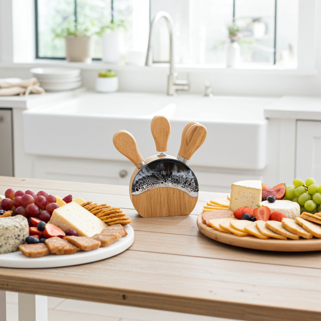 3 Piece Resin Cheese Knife Block