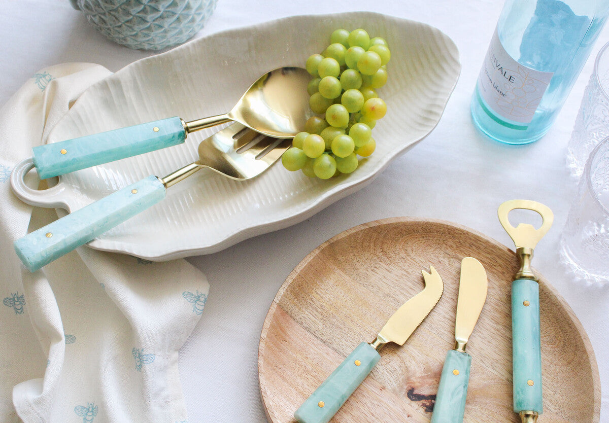 Blue Handle Salad Servers