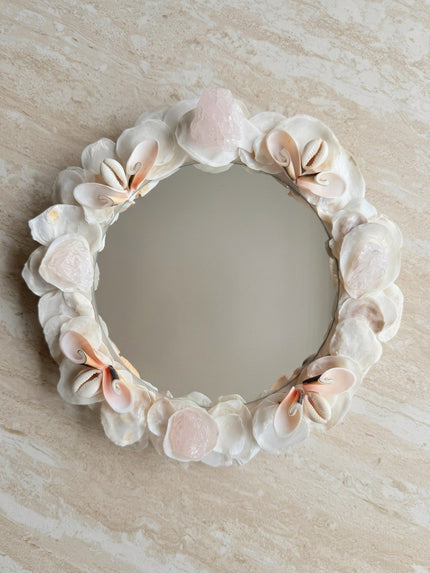Pink Seashell Rose Quartz Mirror