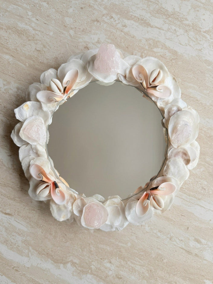 Pink Seashell Rose Quartz Mirror