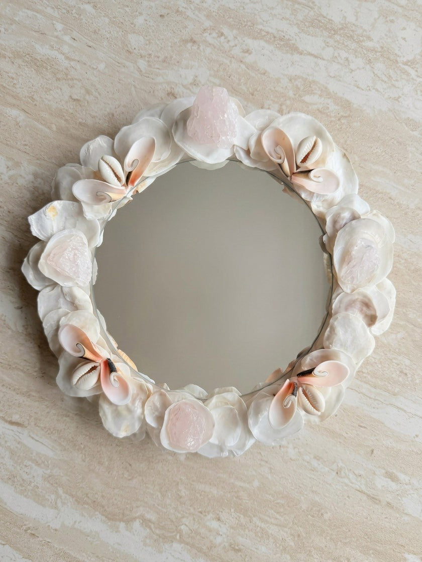 Pink Seashell Rose Quartz Mirror