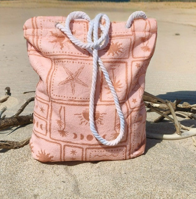 Peach Tile Seashell Towel Bag