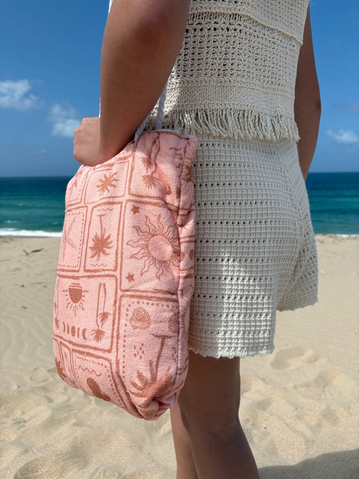 Peach Tile Seashell Towel Bag